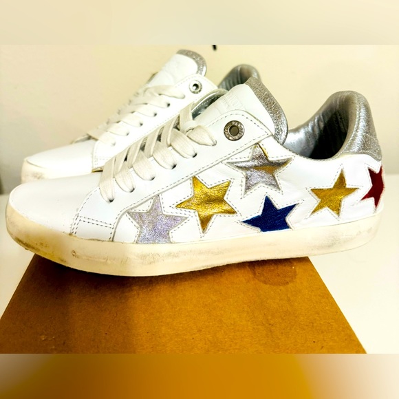 ZADIG & VOLTAIRE Women's Used Star Multicolor Patchwork Low Top Sneakers EU 38 - Picture 3 of 6